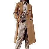 IDEALSANXUN Womens Long Wool Coats Fall Winter Double Breasted Trench Coat Peacoat