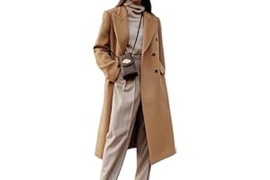 IDEALSANXUN Womens Long Wool Coats Fall Winter Double Breasted Trench Coat Peacoat