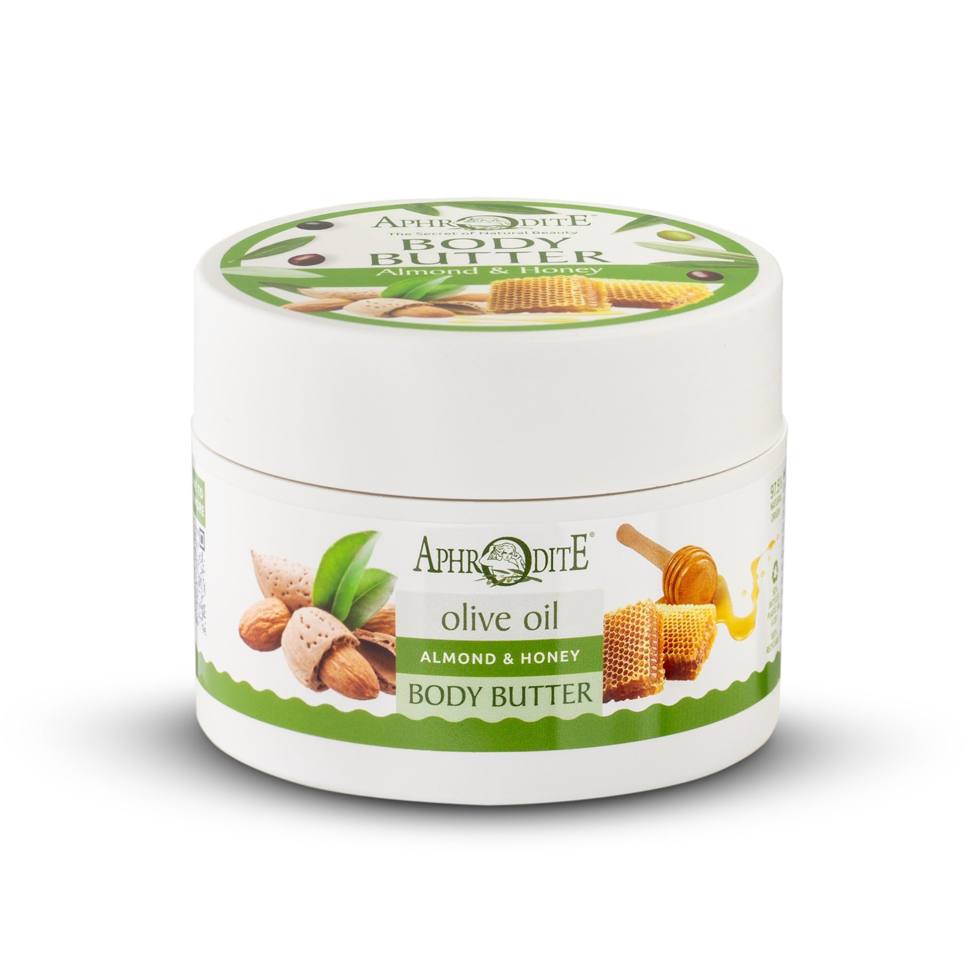 Aphrodite Comforting Body Butter with Almond & Honey - Organic Olive Oil Infused Body Butter to Support Skin Texture and Fight Free Radicals (200 ml / 6.76 oz)