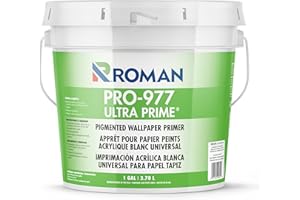 ROMAN PRO-977 White Wallpaper Primer - Pigmented Acrylic Primer for Wallcoverings and Home Improvement, Water-based - 1 Gallon, White