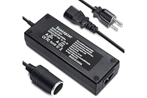Suacopzar 10ft AC Converter to 12 Volt 10A Car Power Adapter, Type B 3 Pin Cigarette Lighter Socket Power Supply, AC 110V-220V to DC 120W Switching Converter for Air Compressor Car Refrigerator Vacuum