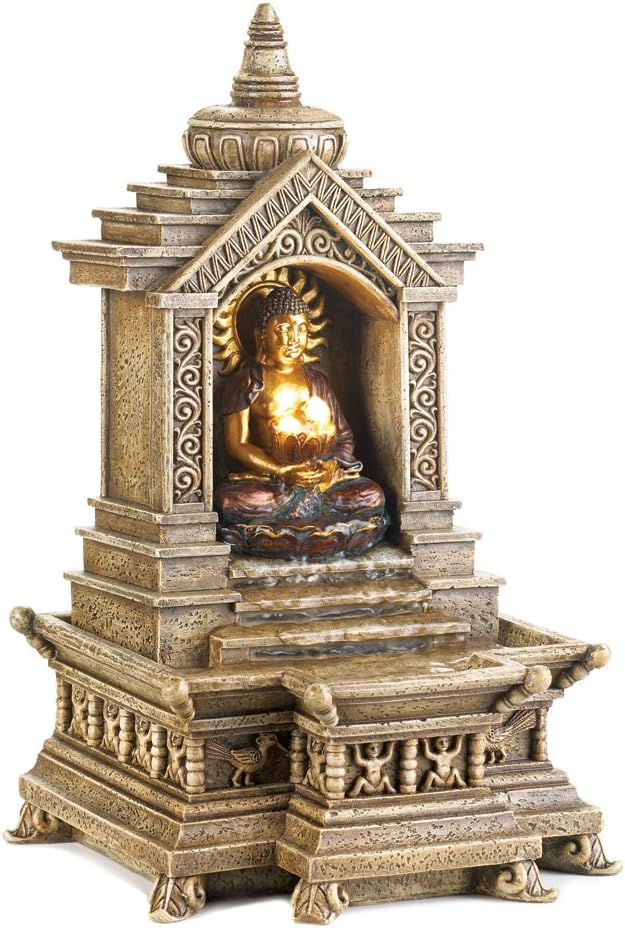 Smart Living Company 10014773 Golden Buddha Temple Fountain, 7" H