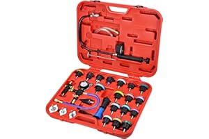 Handor 28PCS Universal Radiator Pressure Tester Kit Coolant Vacuum Refill Kit Coolant System Cooling Pressure Tester Vacuum Type Cooling System Tool Kit
