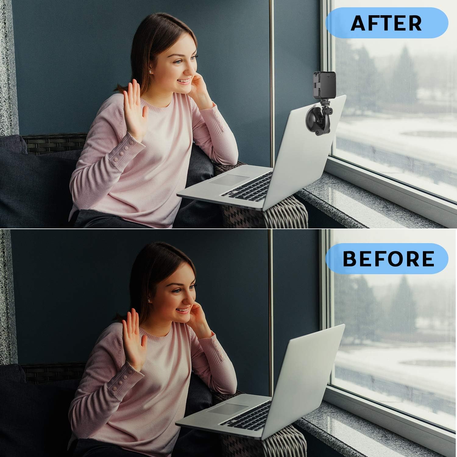 Video Conference Lighting Kit, Foxin Light for Video Conferencing, Lighting for Video Conferencing/Remote Working//Zoom Calls/Self Broadcasting/Live Streaming, Stronger Suction with Tape : Camera & Photo