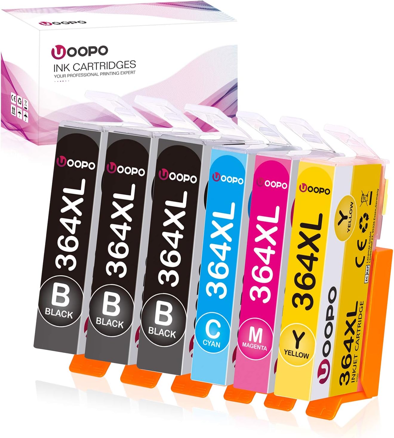 Uoopo Compatible for HP 364 364XL Ink Cartridges with High Yield for HP Photosmart 7510 5520 5510 6520 7520 6510 B110a 5524 5515 5525 HP officejet 4620 HP Deskjet 3070A