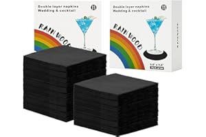 RAINWOOD Premium 2 Ply Black Napkins 120 Count - Elegant Black Napkins for Wedding Napkins and Cocktail Receptions and Partie