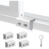 PINGXNG Window Locks for Up and Down Windows 4 Pack Window Stopper Sliding Window Lock for Vertical Horizontal Sliding Windows Doors with Key Aluminum Window Security Locks Child Proof(Silver Medium)