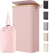 Lifewit Laundry Basket with Lid 75L Narrow Foldable with Removable Bag Pink