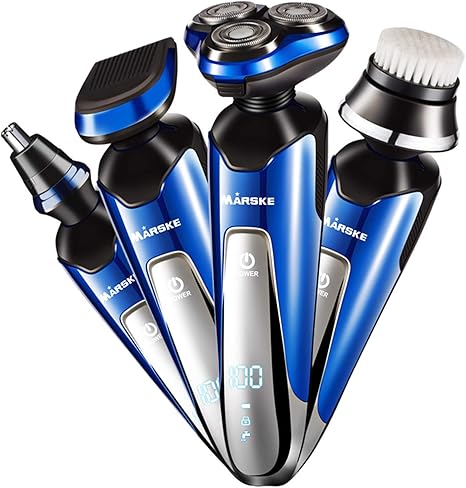 Amazon Co Jp Marske メンズシェーバー ひげそり 電気シェーバー 髭剃り 電動ひげそり 回転式 お風呂剃 丸洗い可 3枚刃 Usb充電式 電動ロータリシェーバー 付属品多数 鼻毛カッター トリマー 洗顔ブラシ付き Ledディスプレイ クリスマスギフト プレゼント ホーム