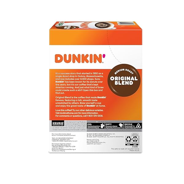 DUNKIN’ ORIGINAL BLEND MEDIUM ROAST COFFEE, 22 KEURIG K-CUP PODS