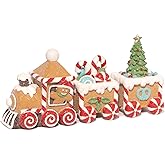 Hodao Christmas Gingerbread Man Train Decoration Xmas Figurines Winter Decor Handmade Gingerbread Man Train for Xmas Gifts - Christmas Day Party Home Table Decor (Brown-S)