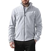 QOSOQ Mens Polar Fleece Jacket Full Zip Lightweight Casual Outdoor Jackets Stand Collar Warm Coats with Pockets