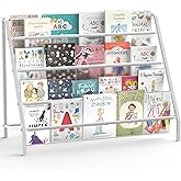 HAVEDAWN High-Transparent 4 Tier Kids Bookshelf, Sturdy Metal Large Size Book Rack Storage for Kids - Toddler Book Shelf Display for Nurasery, Kids Room, Deep Size Bookshelf Hold More Books