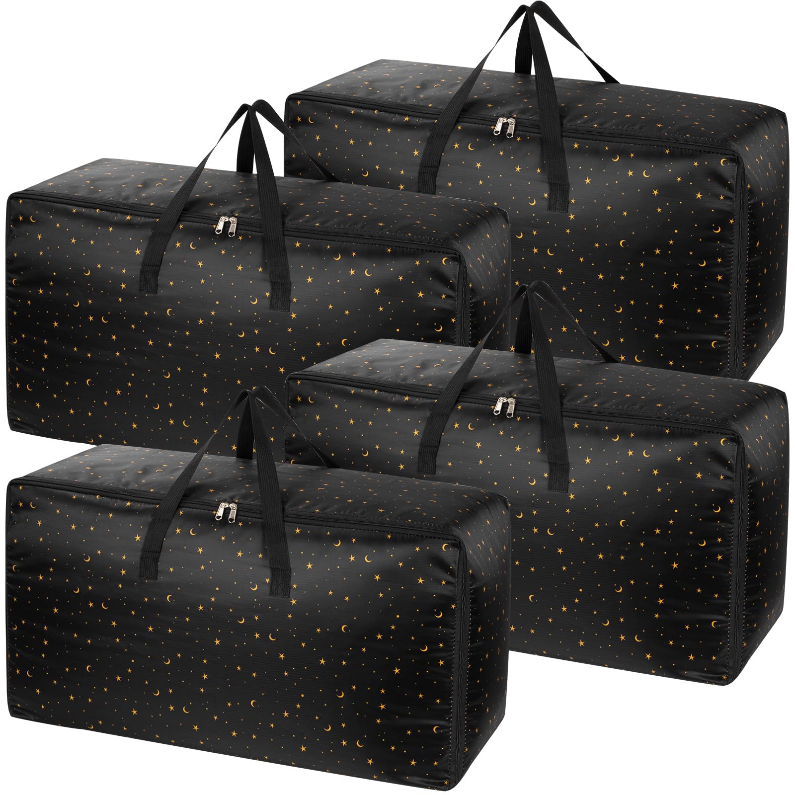 4 pack Extra Large storage boxes with lids, Big Heavy Duty Waterproof Moving Clothes Boxes Storage Bags Containers for House, Strong Laundry Bag with Zips