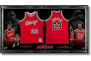 Michael Jordan Epic Chicagos Framed Rookie & Final Season Jerseys – Oversized 97x45 Inch UDA Authenticated Upper Deck Basketb