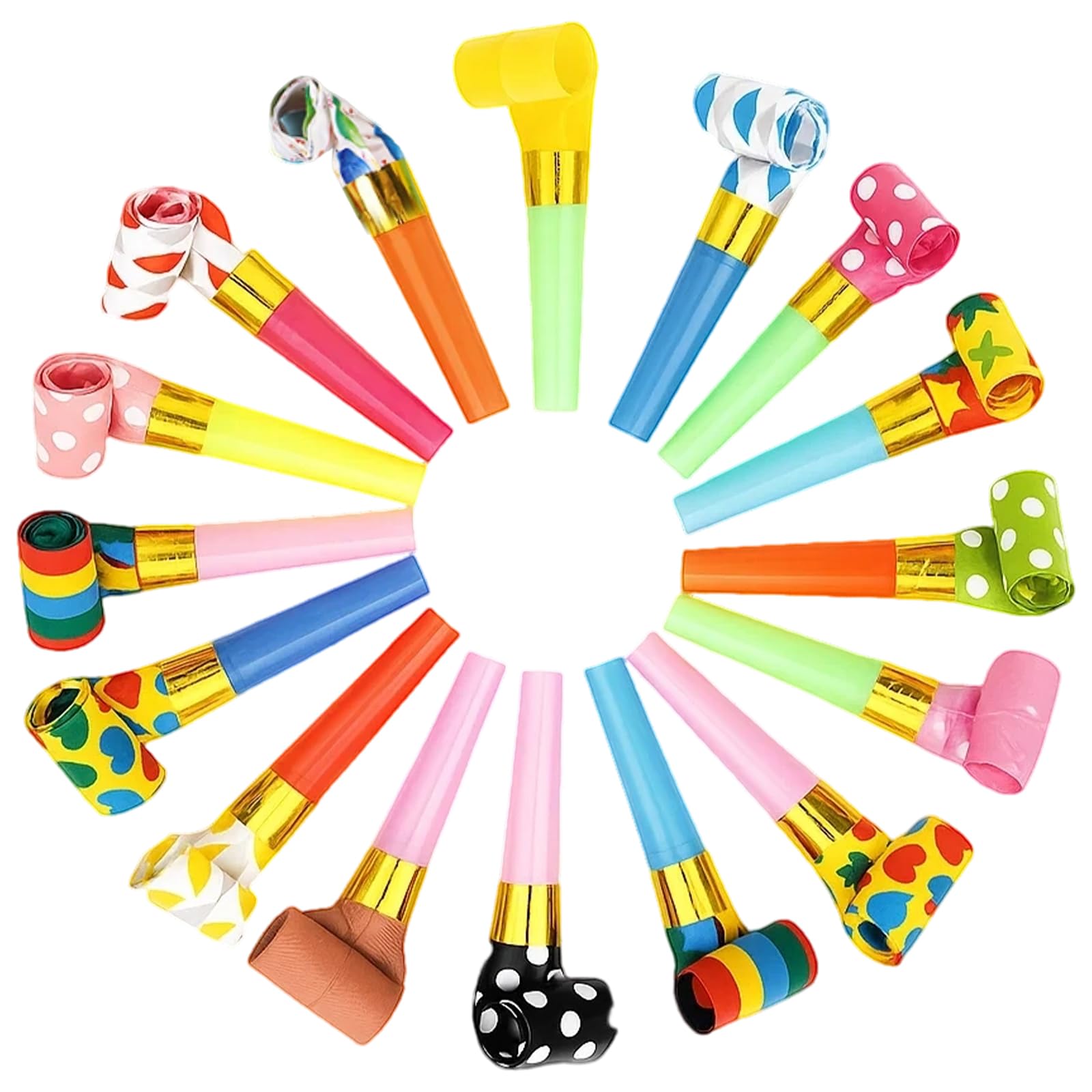 50 PCS Party Blowers, Colorful Whistles for Kids, Fun Birthday Party Supplies, Party Whistles, Blowers for Birthday Anniversary Masquerade Wedding Graduation Christmas Supplies