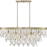 Savoy House 1-1847-8-127 Livorno Eclectic Hand Cut Crystal Linear Chandelier, 8-Light 480 Total Watts, 15" H x 36" L, Noble B
