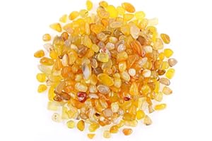 SEEKUP 1 Lb (460 g) Yellow Agate Stones Decorative Rocks Irregular Gemstone Natural Crystal Pebbles Crushed Quartz Pieces for Jewelry Making/Handwork Craft/Home Decoration
