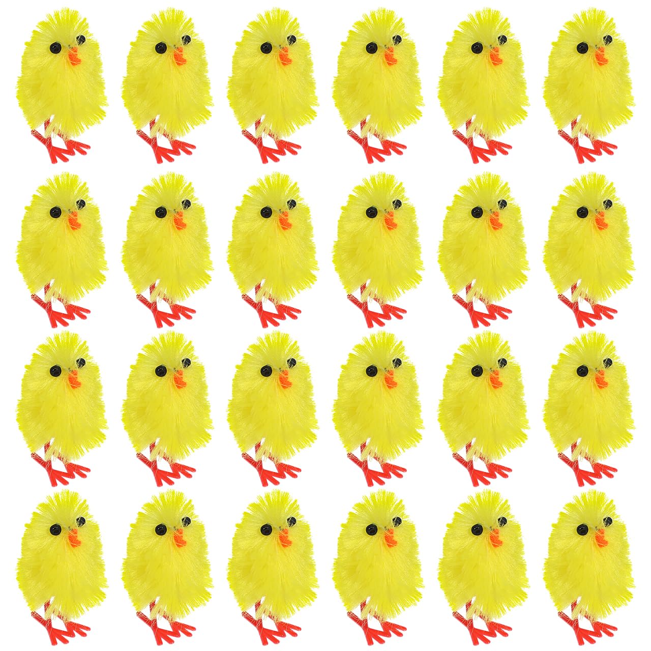 DEARMAMY 60Pcs Mini Chicks Set Yellow Chicks Easter Fur Plastic Plush Chicken Figures Miniature Ornament for Bonnet Decoration, Egg Hunt, Baskets Stuffers