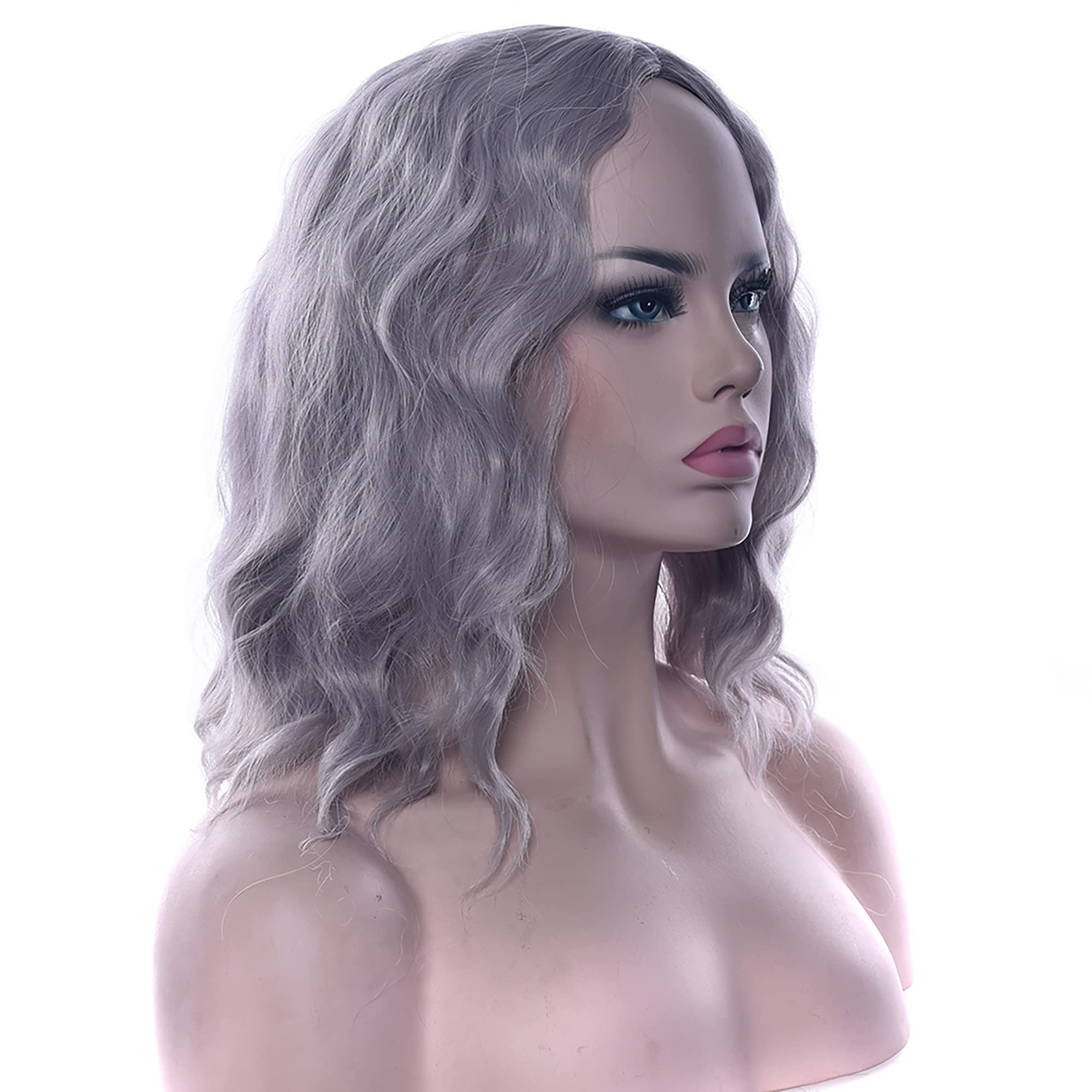 IMISSU Short Afro Curly Hair Wigs Cosplay Wig Halloween Costume Party Headwear for Women (Gray)