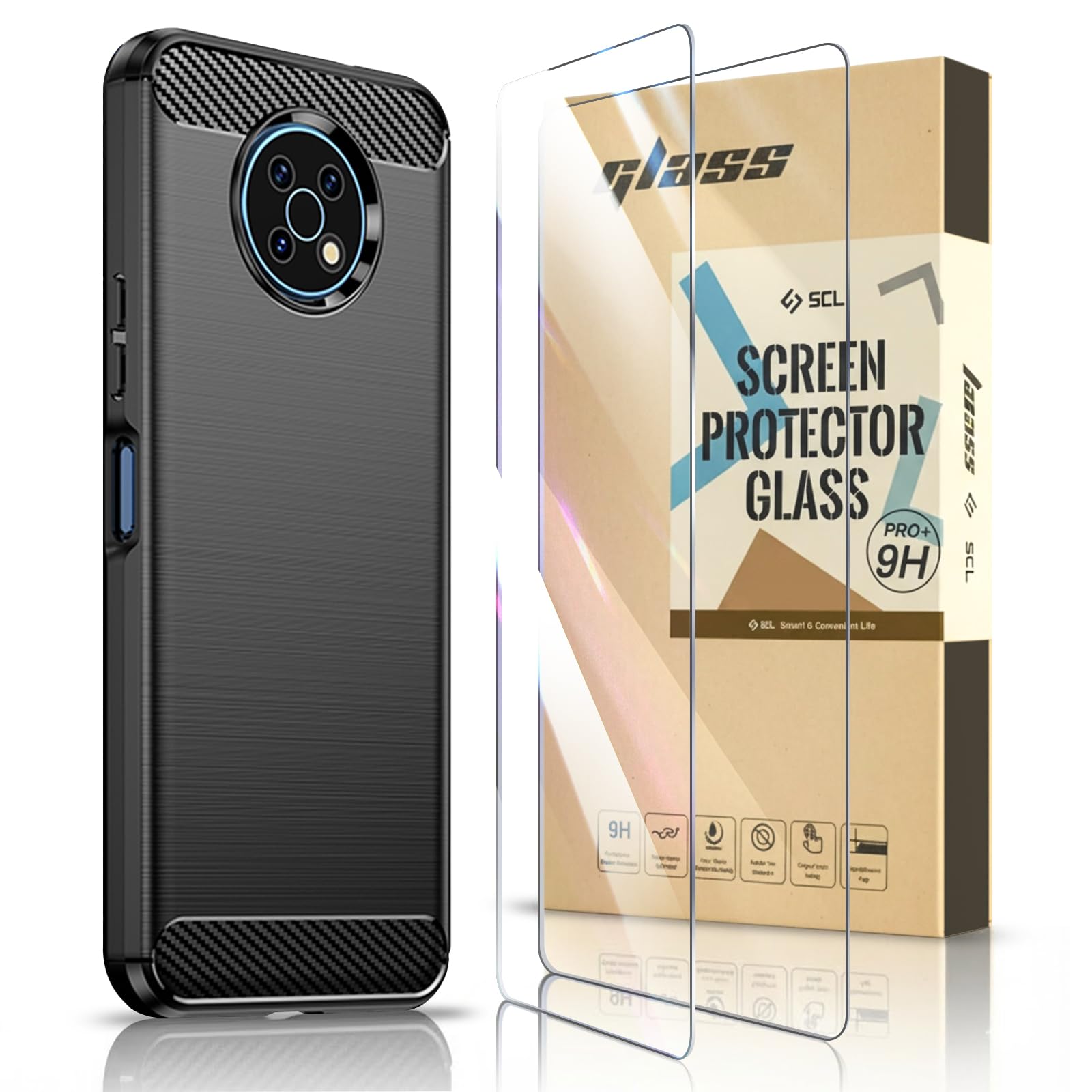 SCL Case for Nokia G50 with Screen Protector for Nokia G50 Case and Screen Protector Nokia G50 Tempered Glass [2 Pack] + Cover, Anti-Scratch TPU Protective Cover, Anti-Fingerprint