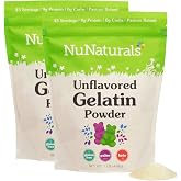 NuNaturals Unflavored Beef Gelatin Powder, Pasture Raised, 1 lb (2-Pack)
