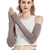 Novawo Wool Blend Warm Arm Warmers Super Soft Long Fingerless Gloves for Women