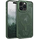 BENTOBEN for iPhone 15 Pro Case,Cute Butterfly Pattern iPhone 15 Pro Magnetic Case [Compatible with MagSafe] Translucent Matte Slim Women Girl Protective Case for iPhone 15 Pro 6.1", Green