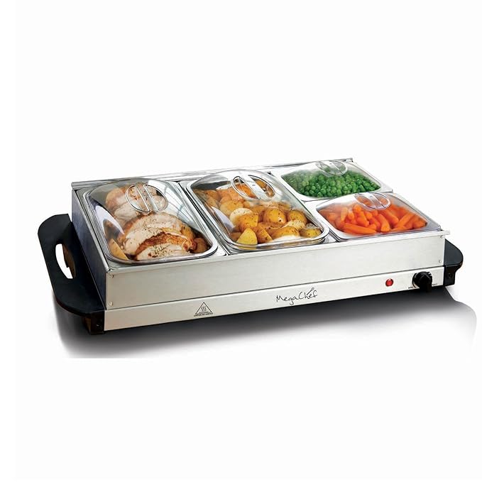 MegaChef MC9003C Buffet Server & Food Warmer with 4 Sectional, Heated Warming