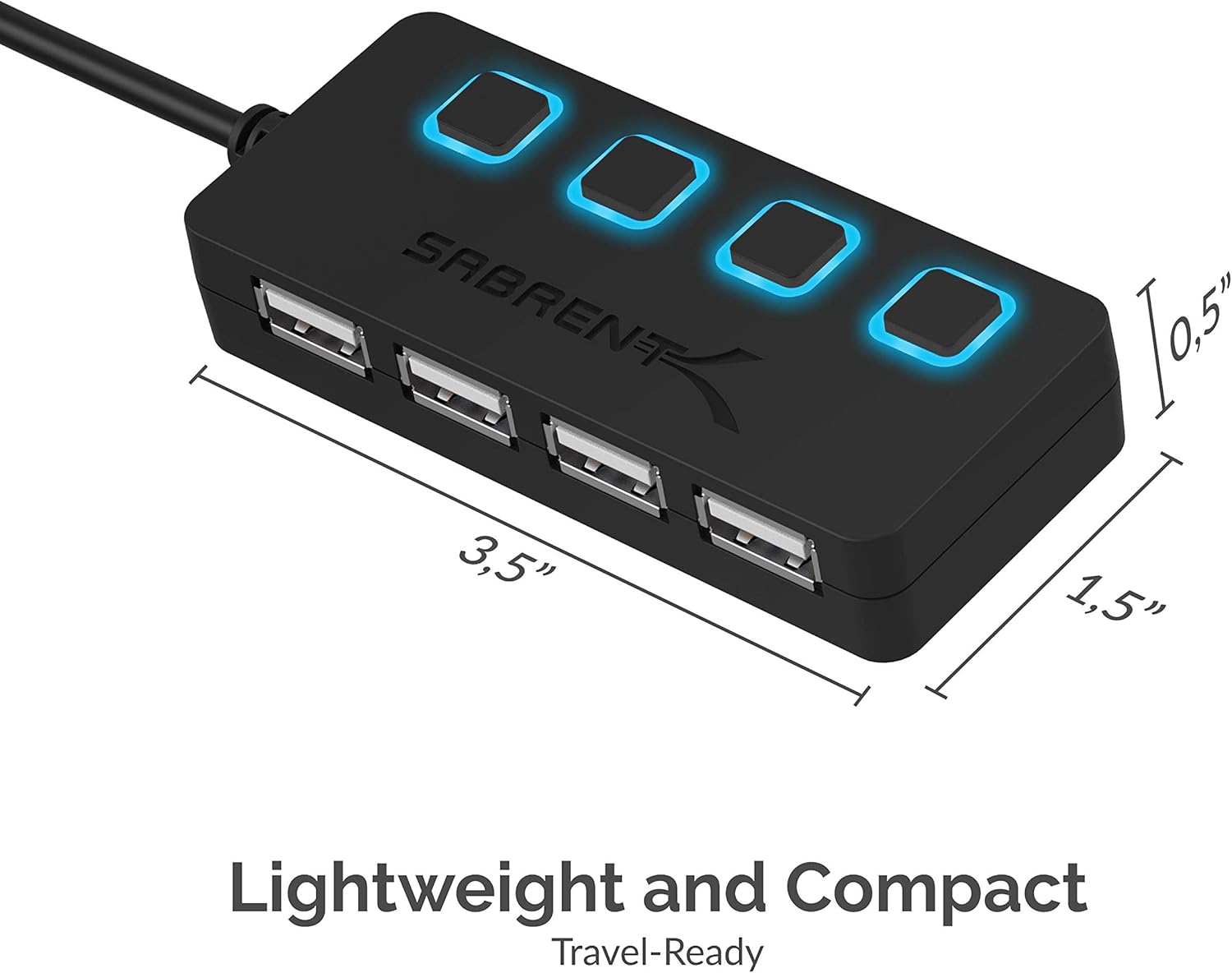Sabrent 4-Port USB 2.0 Hub with Individual LED lit Power Switches (HB-UMLS): Computers & Accessories