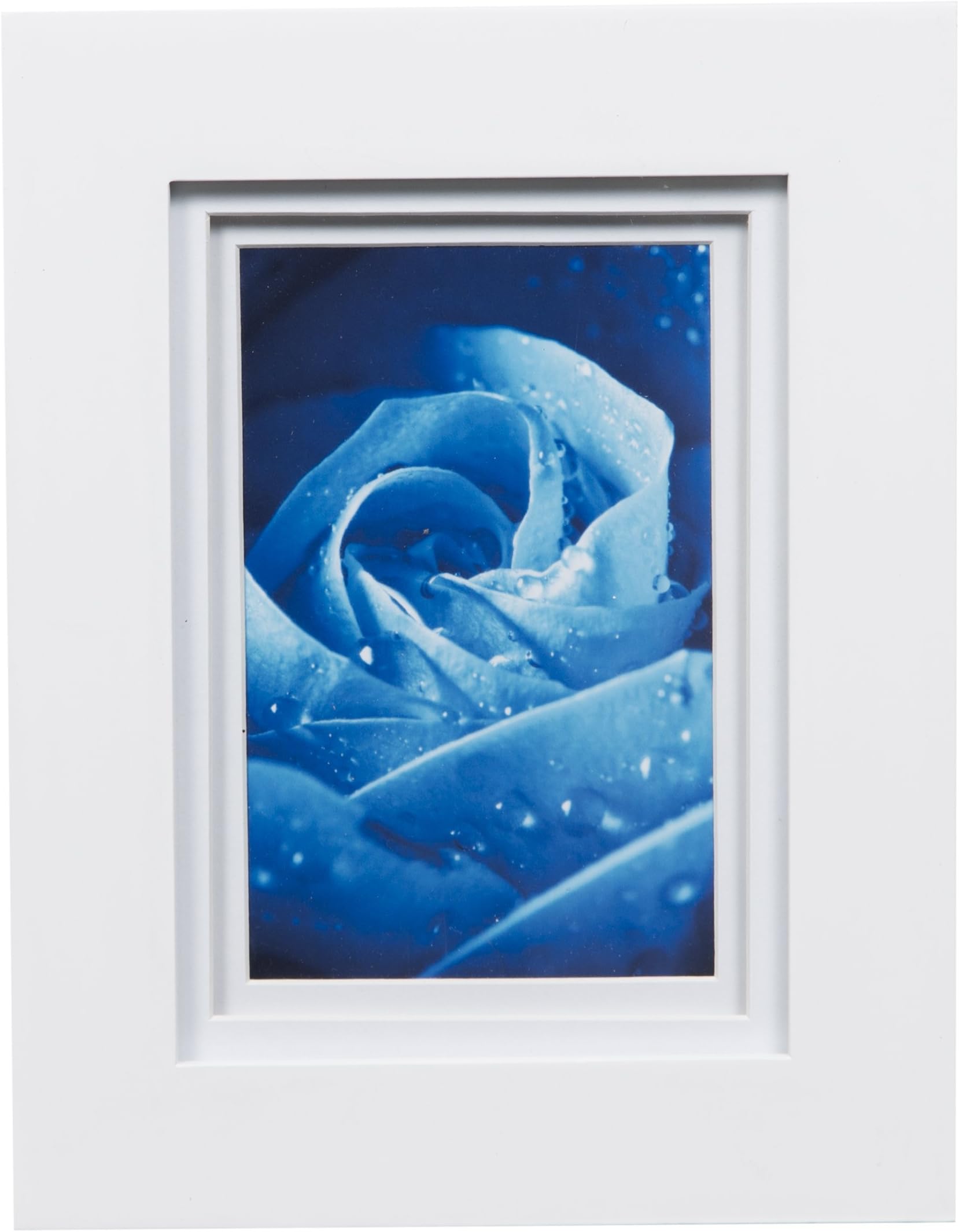 Snap 5x7 Flat Double Mat for 4x6 Photo, Wall Mount & Tabletop Picture Frame, 4" x 6", White