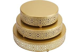 Hedume 3-Piece Cake Stand Set, Round Metal Cake Stands, Dessert Cupcake Pastry Candy Display Plate for Wedding, Event, Birthd