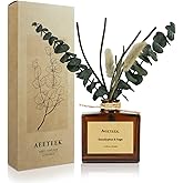 Aeeteek Reed Diffuser, Sage & Eucalyptus Essential Oil Diffuser for Bathroom, 3.4 oz Scented Diffusers, Long-Lasting Fragrance for Home Decor with Dried Flowers