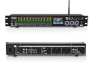 FULODE K-6 Professional KTV Digital pre-stage Effector Anti-howling Audio Processor Karaoke Mixer Reverberator with DSp effect echo USB MP3 Bluetooth optical.4 microphone input With remote control