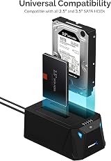 Sabrent 2 Bay USB C Hard Drive Docking Station 2.5 3.5 Inch SATA SSD HDD Cloning view 3
