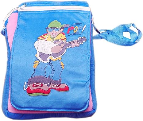 Punyah Creations School Bag Soft Toy Sticker boy Sling & Flap Bag (Blue Pink)