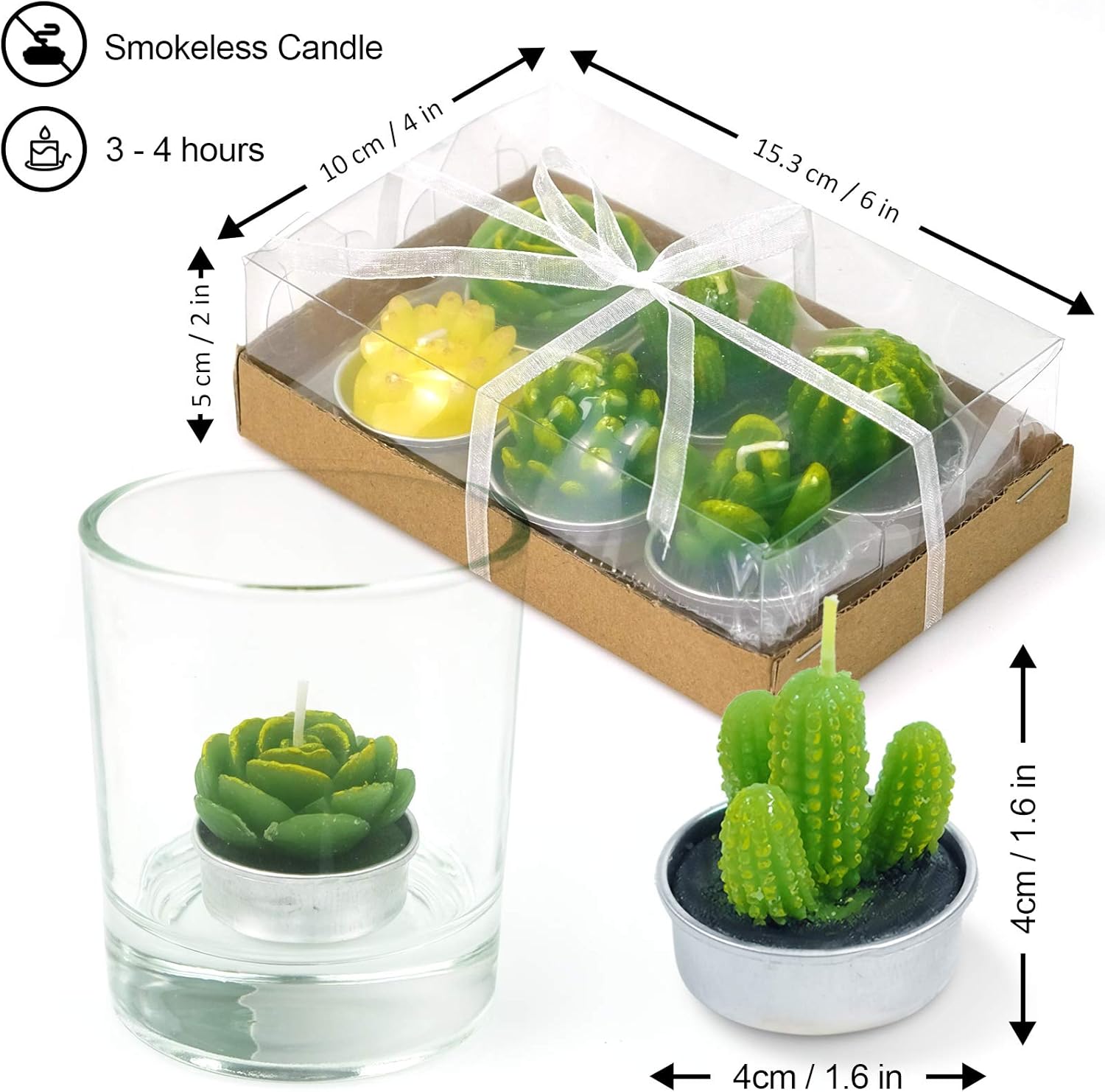 LASENTEUR Cactus Tealight Candles Handmade Delicate Succulent Cactus Candles for Party Wedding, Home Decoration Gifts - Image 3