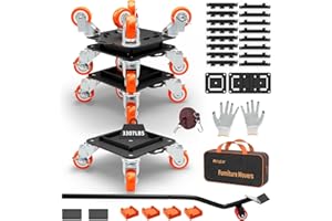 MYUEA Furniture Dolly 5 Wheels Heavy Duty with Removable Side Guards,3307 Lbs Capacity,360° Rotating Wheels & Side Brake,Furniture Movers Lifter Tool with Wheels for Appliances,Sofas,Beds,Pianos