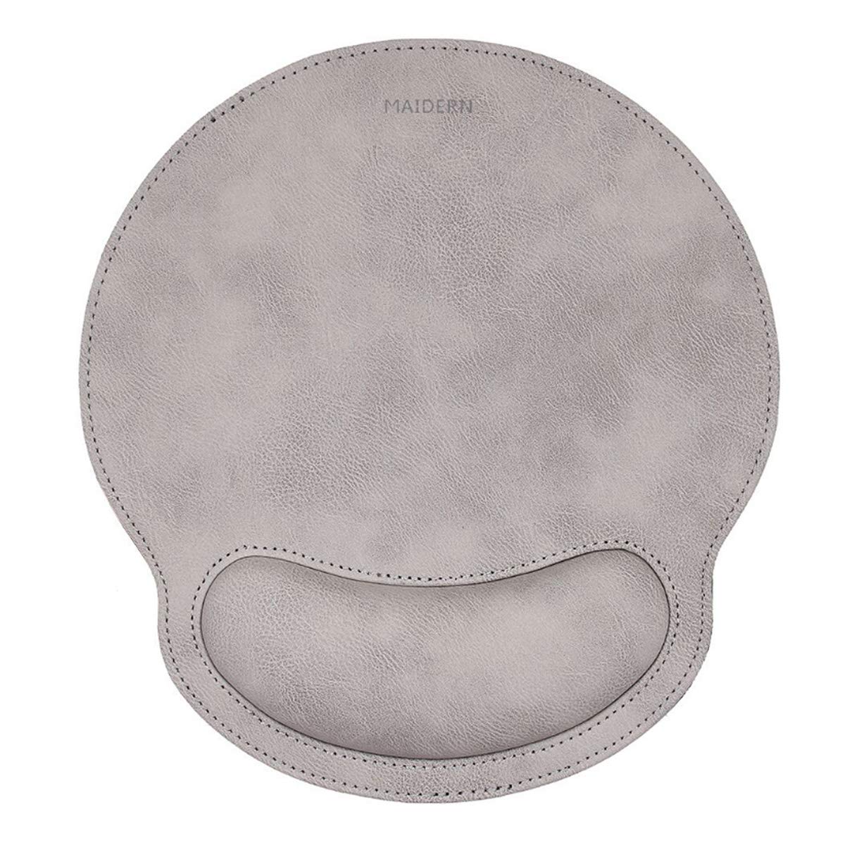 MAIDERN Ergonomic Leather Mouse Pad with Wrist Comfort Memory Foam Waterproof Surface