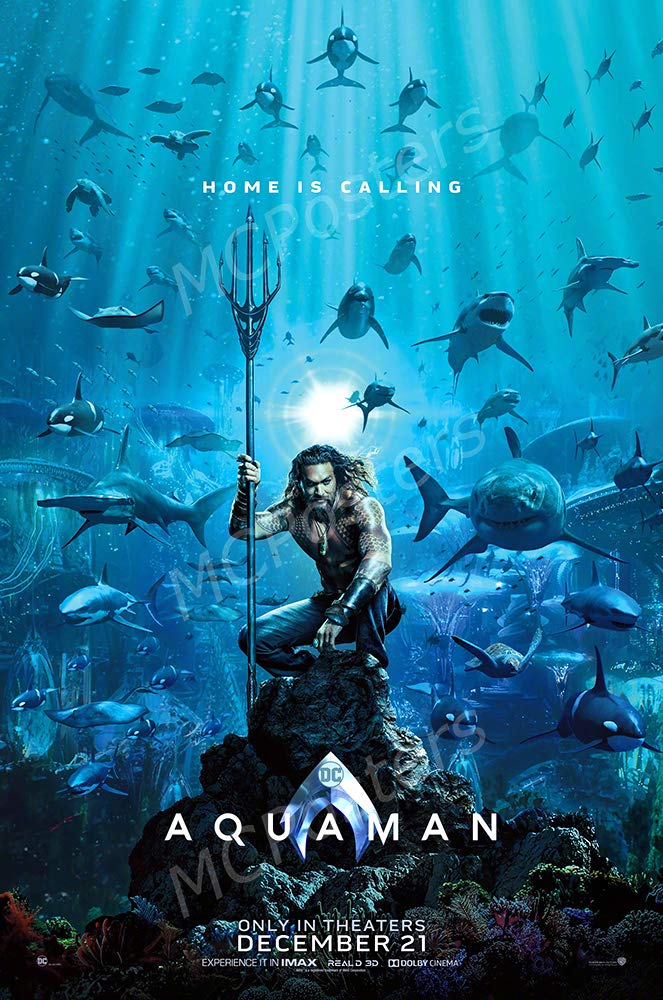 MCPosters - DC Aquaman Jason Momoa Glossy Finish Movie Poster - MCP606 (24" x 36" (61cm x 91.5cm))