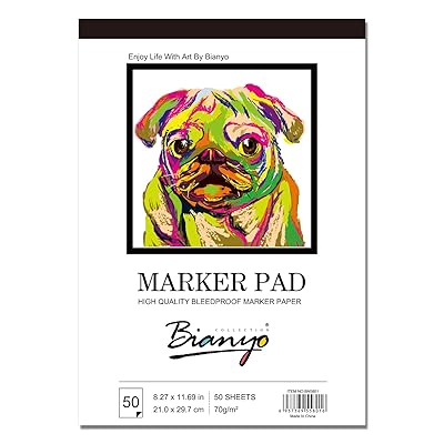 Bianyo BN-5801 Bleedproof Marker Paper Pad-A4(8.27inX11.69in) -50 Sheets, White (8.27"x11.69")