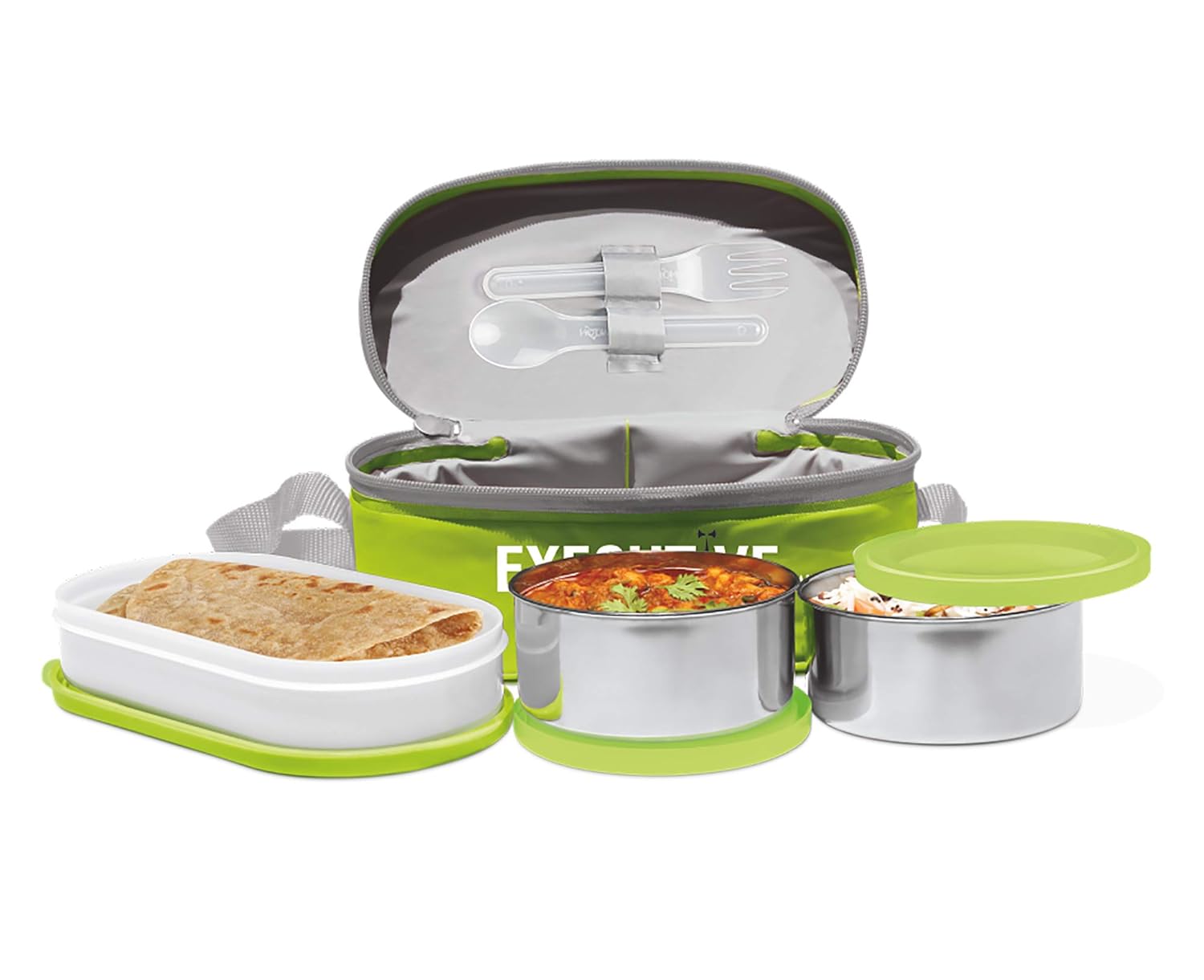 Buy Milton Executive Lunch Insulated Tiffin with 3 Leakproof Containers, Green Online at Low