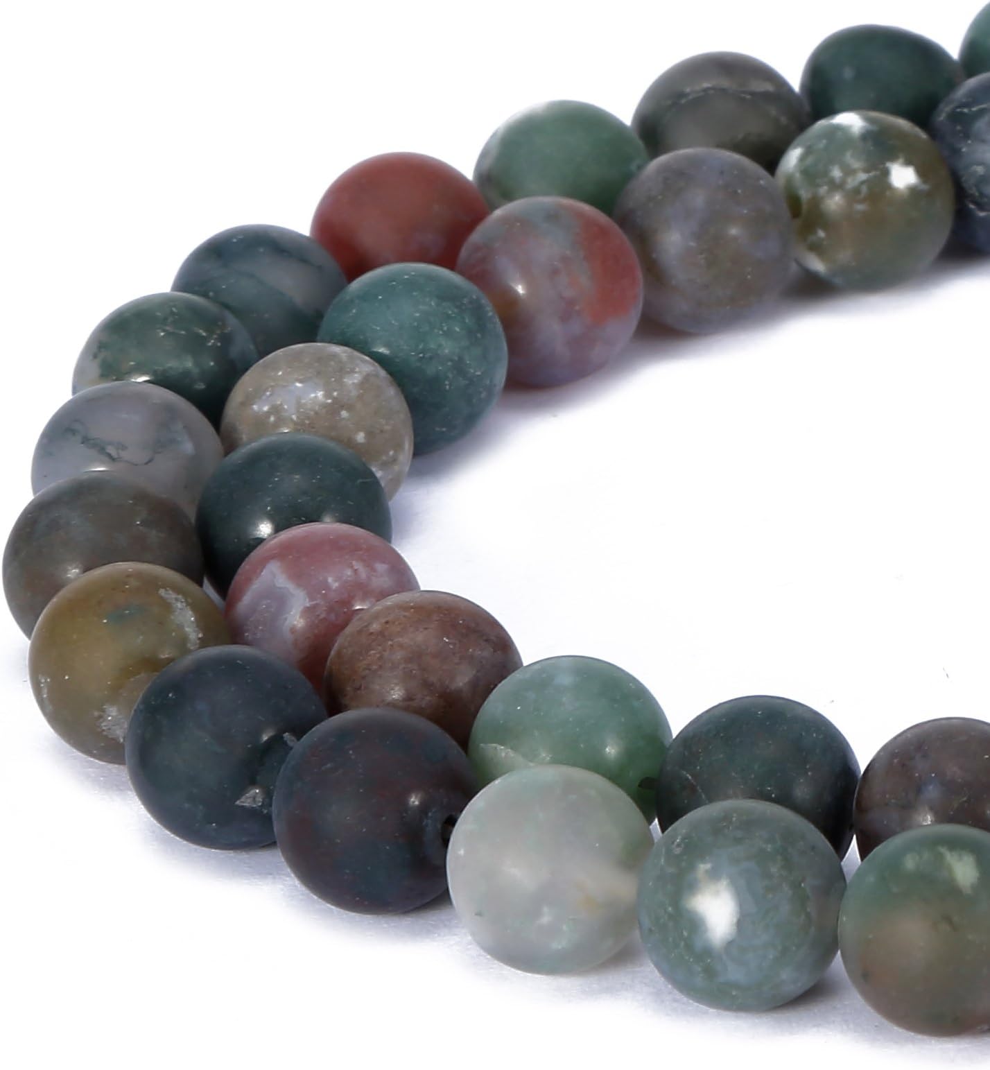 BRCbeads India Agate Natural Gemstone Loose Beads 8mm Matte Round Crystal Energy Stone Healing Power for Jewelry Making