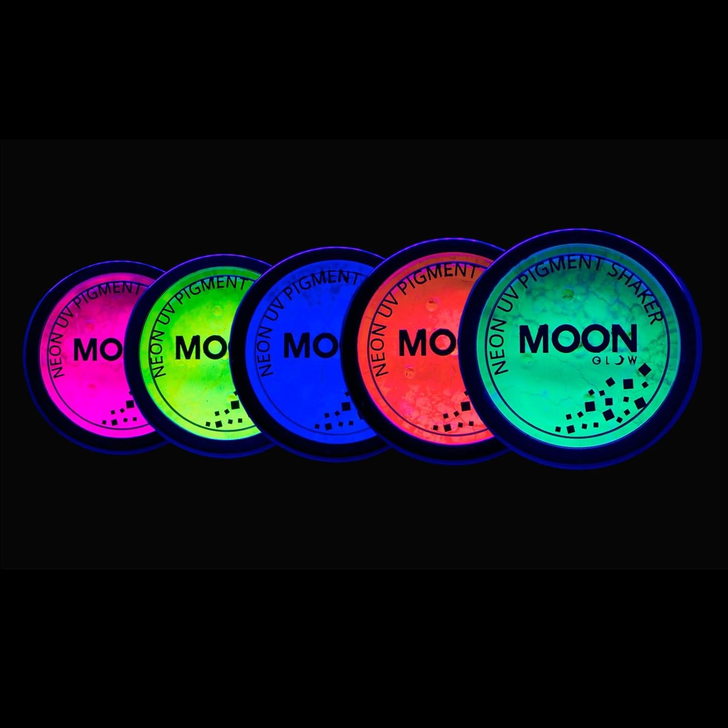 Neon UV Pigment Shakers by Moon Glow - Set of 5 colours - Cosmetic Bright Neon Powder,Dust, Eye Shadow, Make up for Face Eyes & Body - Image 3