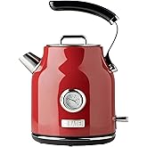 Haden Dorset 75000 Retro Stainless Steel Tea Kettle, 1500W Hot Water Kettle Electric Kettles for Boiling Water, 1.7L Red Elec