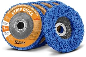 TPMAX 4" x 5/8" Stripping Discs for Rust and Paint Removal - Poly Abrasive Angle Grinder Wheels, 5-Pack (Blue)