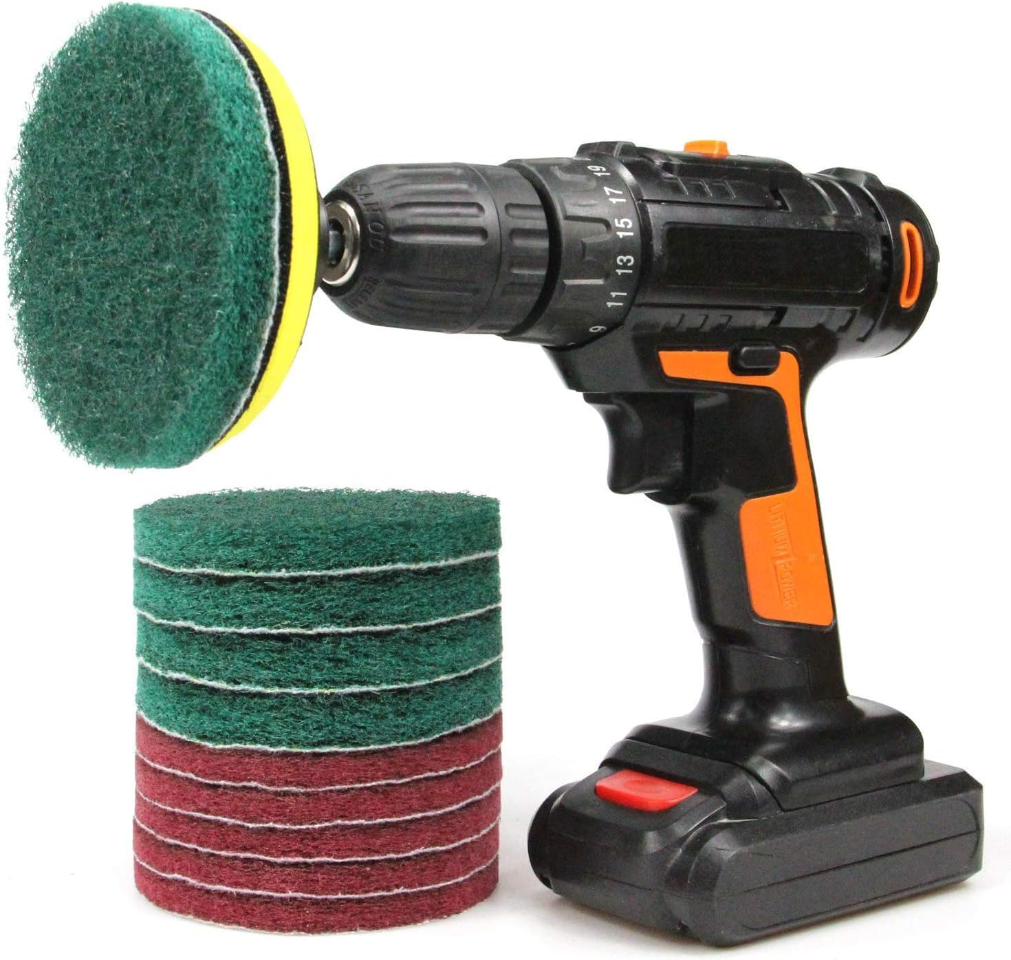 Cooptop 11 Piece Drill Brush Attachment Set - Power Scrub Pad Cleaning Kit โ Power Scrubbing Drill Attachment - Cleaning Scouring Pads