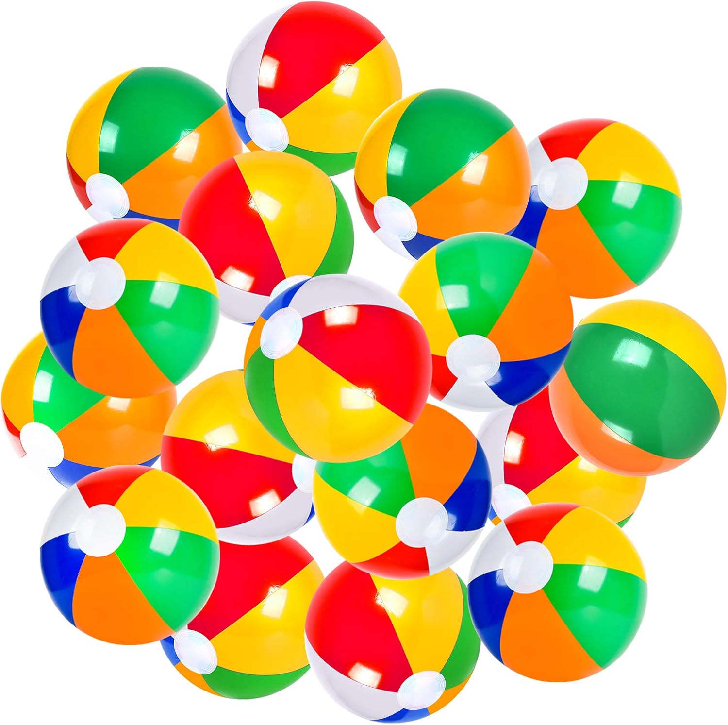 Coopay 30 Pack Inflatable Beach Balls Classic Rainbow Swimming Pool Ball Birthday Beach Party Decoration Summer Water Games Gifts 8 to 12 Inches from Inflated to Deflated: Sports & Outdoors