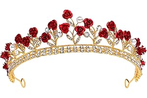 LURROSE Rose Crown Rose Tiaras for Women Rose Designed Bride Headdress Wedding Hair Crown Rose Rhinestone Crown Wedding Girl Tiara Headdress