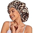 Satin Bonnet Silk Bonnet Hair Bonnet for Sleeping-Slouchy Beanie Hat Satin Sleep Cap for Women's Natural & Curly Hair(Leopard)